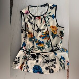 Tibi Cream and Black floral top 6